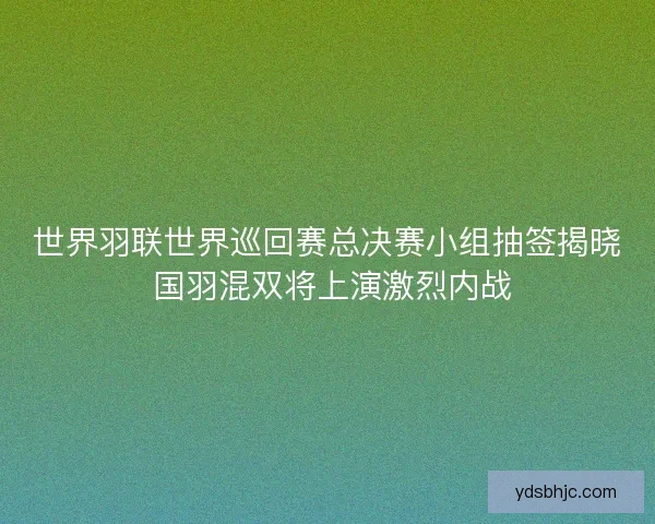 世界羽联世界巡回赛总决赛小组抽签揭晓 国羽混双将上演激烈内战 世界羽联世界巡回赛总决赛小组抽签揭晓 国羽混双将上演激烈内战